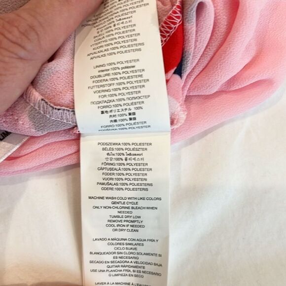 Michael Kors V-Neck Floral Dress Short Sleeve Pockets Pink Red Blue Size 4 NWT - Picture 15 of 16